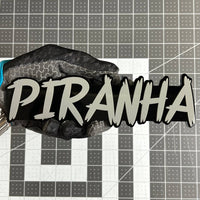 1PCS PIRANHA Emblem – Custom 3D Acrylic Multicolor Car & Truck Badge