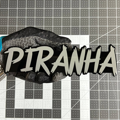 1PCS PIRANHA Emblem – Custom 3D Acrylic Multicolor Car & Truck Badge