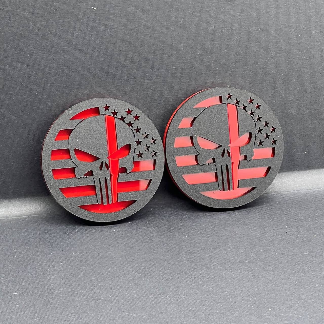 2PCS Black MATE 18-24 WRANGLER GLADIATOR JL PUNISHER FENDER EMBLEM BADGE FENDER