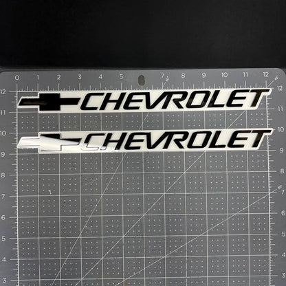 2PCS Chevrolet Emblem Badge – White & Black 3D Car Fender & Trunk Decals