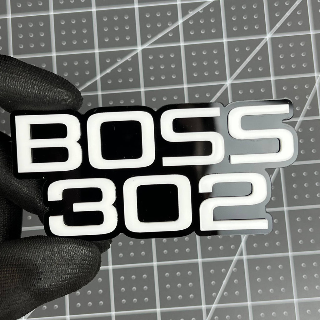 1PC BOSS 302 Emblem – Custom 3D Acrylic Multicolor Car Fender Sticker