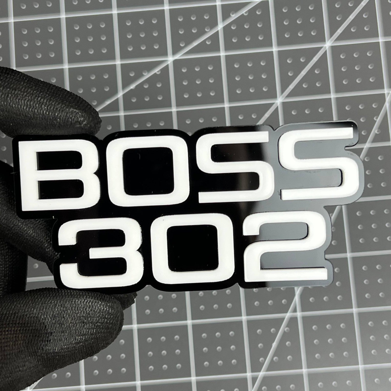 1PC BOSS 302 Emblem – Custom 3D Acrylic Multicolor Car Fender Sticker