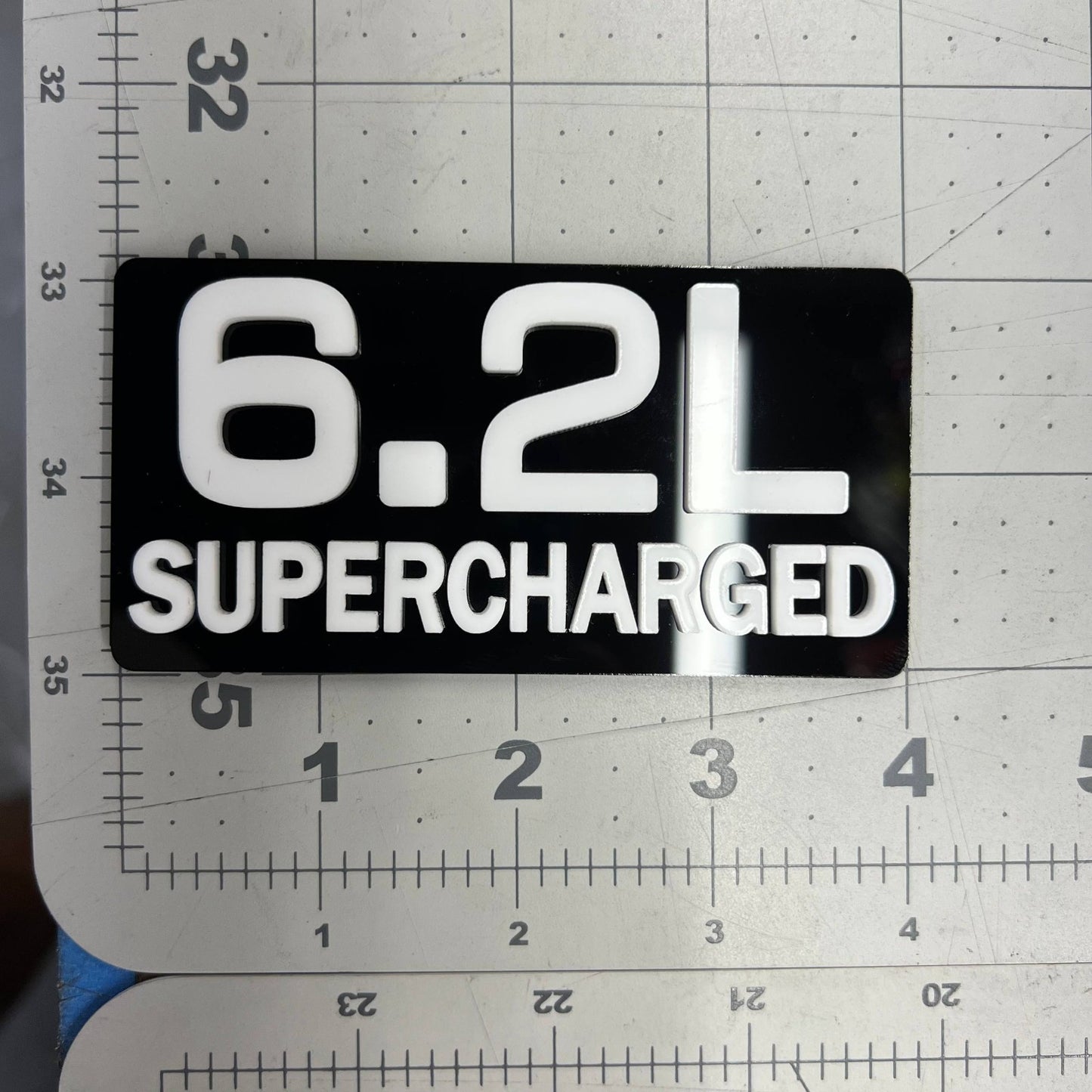 1PC 6.2L SUPERCHARGED – Acrylic Tailgate or Fender Badge for Car, SUV, Truck