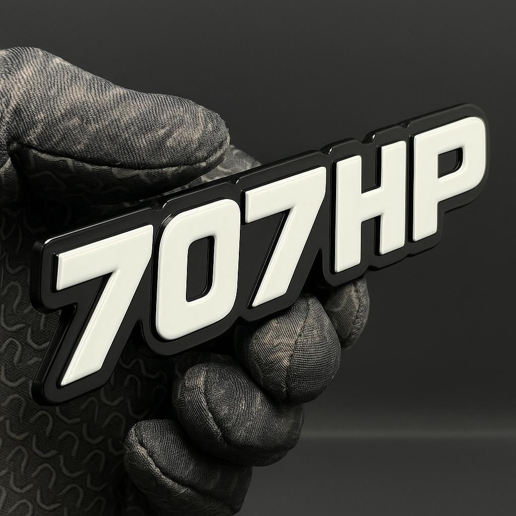 1PC 707HP Emblem – 3D Multicolor Acrylic Car Fender Trunk Badge