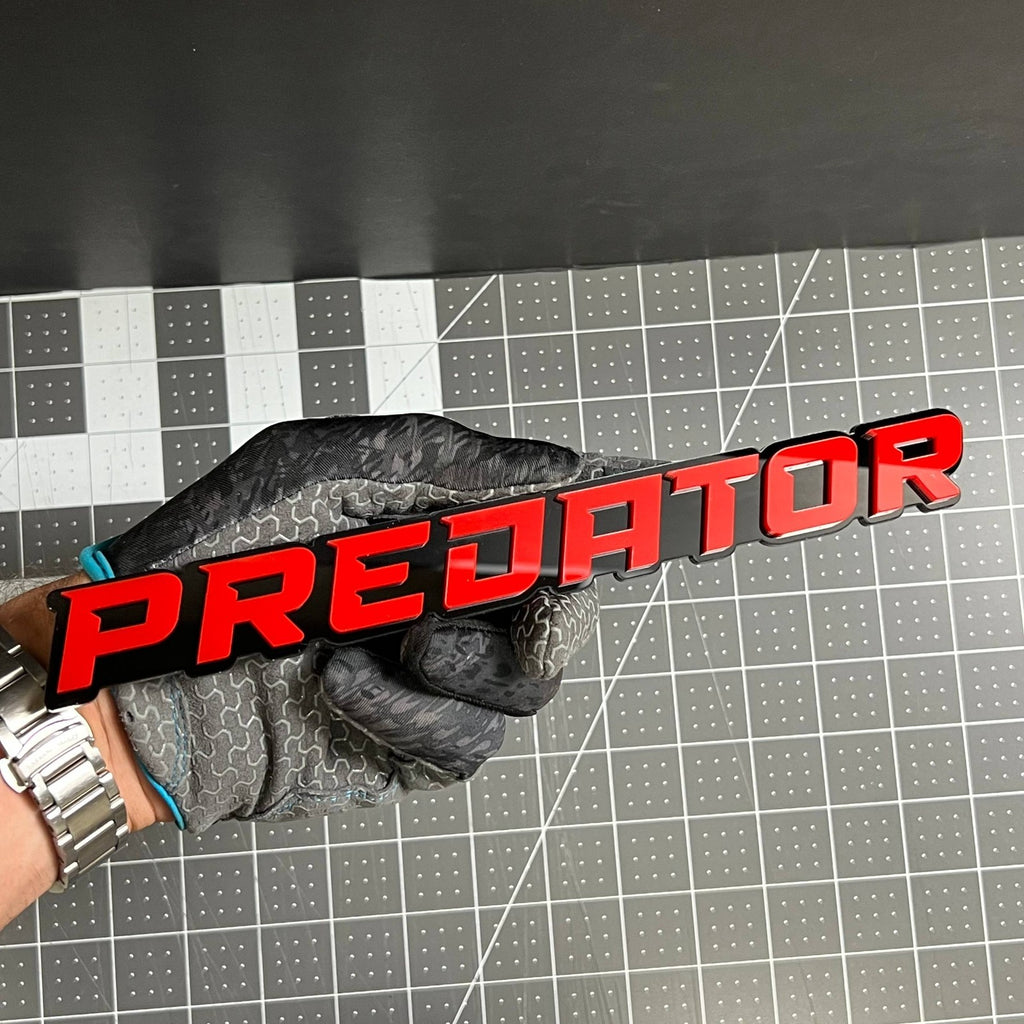 1PCS PREDATOR Emblem – Custom 3D Multicolor Acrylic Car Exterior Badge