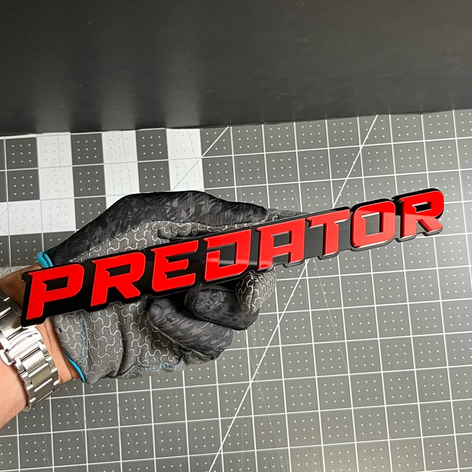 1PCS PREDATOR Emblem – Custom 3D Multicolor Acrylic Car Exterior Badge