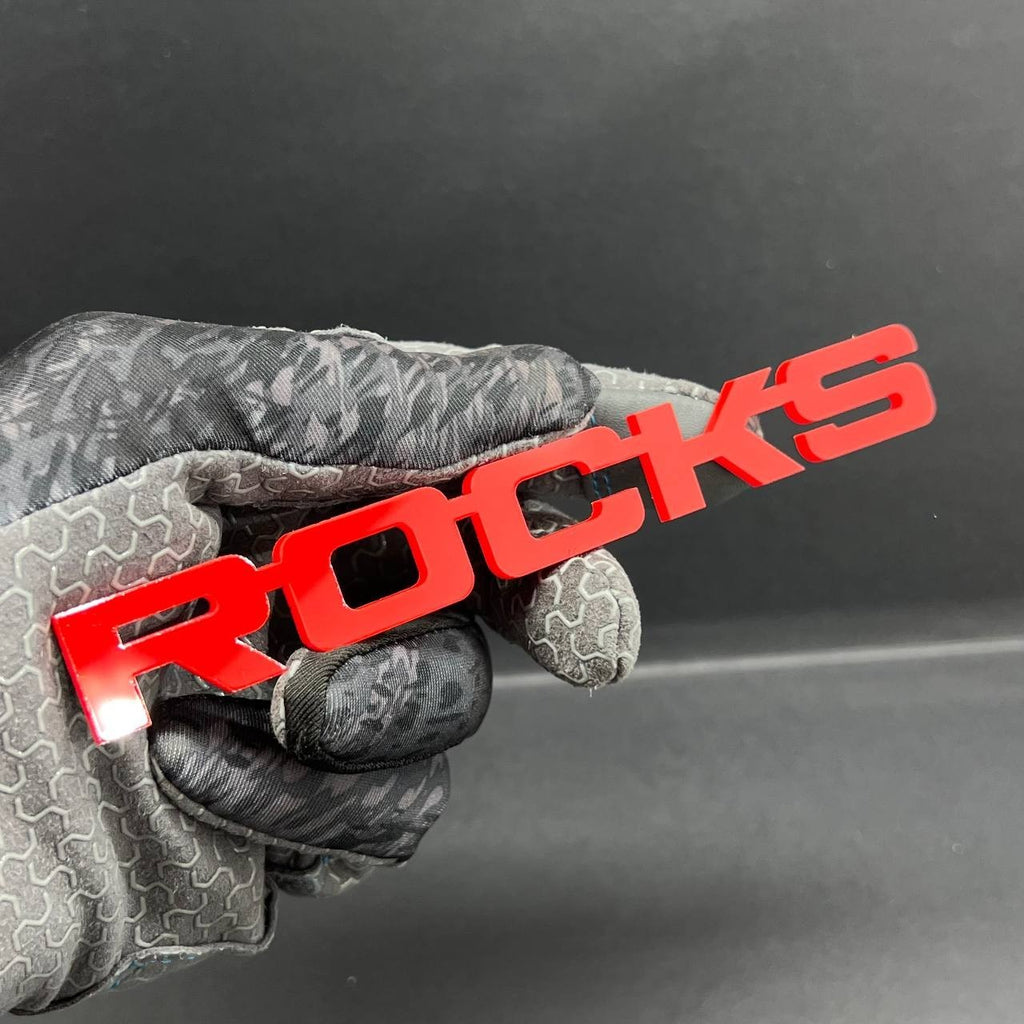 1PC ROCKS Emblem – Acrylic Tailgate or Fender Badge for Car, SUV, Truck