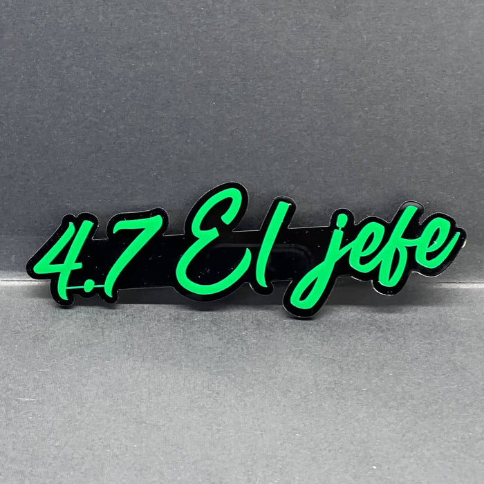 1PC 4.7 El Jefe Emblem – Custom 3D Multicolor Acrylic Car Fender Tailgate Badge