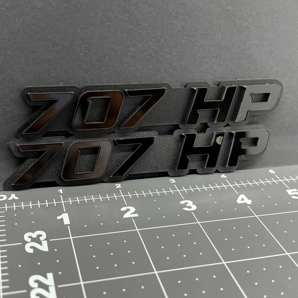 2PCS 707HP Emblems – 3D Acrylic Fender Engine Badge Pair for Car Truck SUV