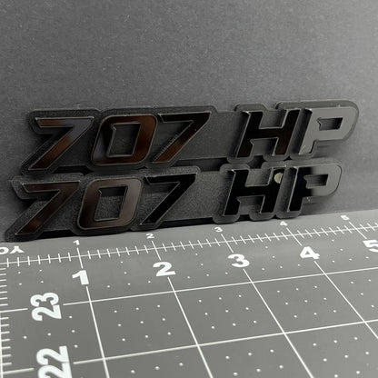 2PCS 707HP Emblems – 3D Acrylic Fender Engine Badge Pair for Car Truck SUV