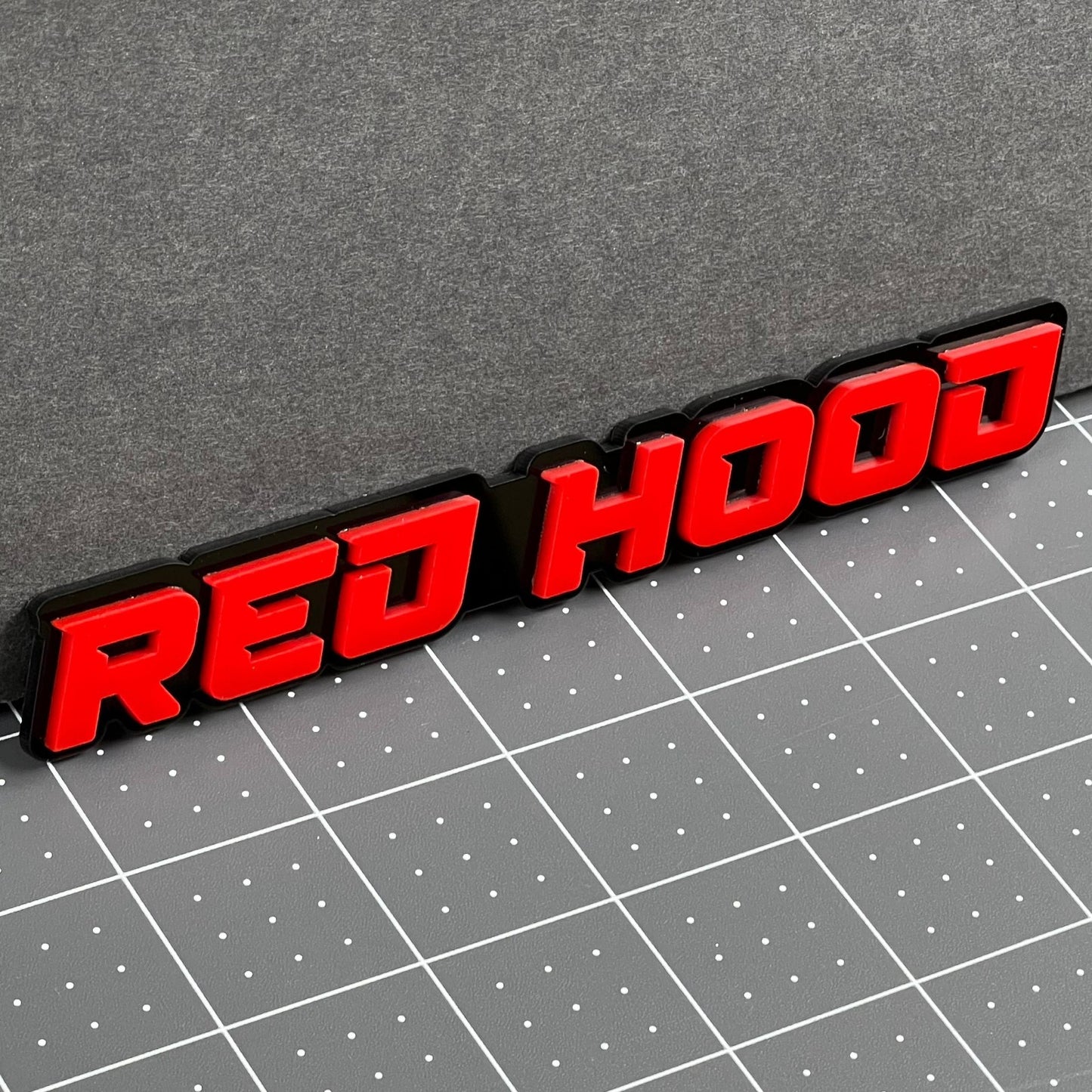 1PC RED HOOD Emblem – Custom 3D Multicolor Acrylic Badge for Car & SUV