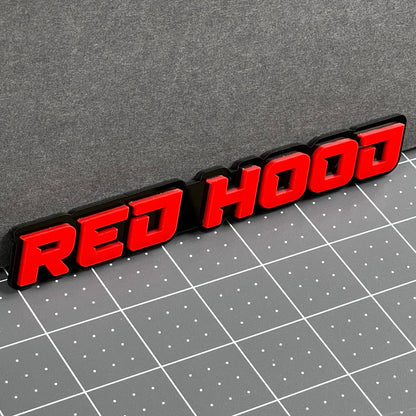 1PC RED HOOD Emblem – Custom 3D Multicolor Acrylic Badge for Car & SUV