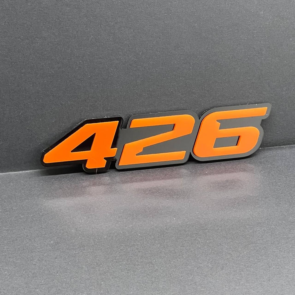 2x Orange Black 426 Hemi Emblems 426 Side Fender Badge 3D for 426 Emblem