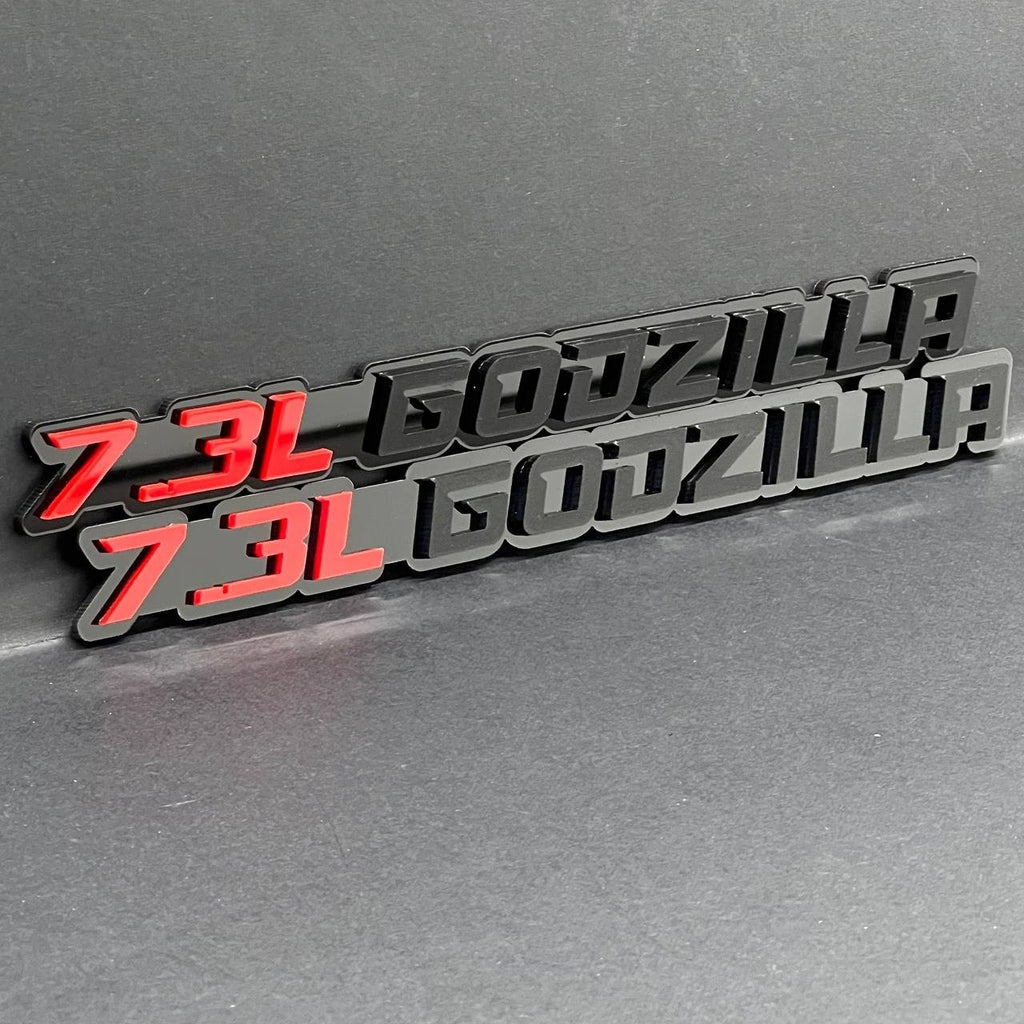 2PCS 7.3L GODZILLA Emblems – 3D Fender Badges for Ford Engine Truck SUV