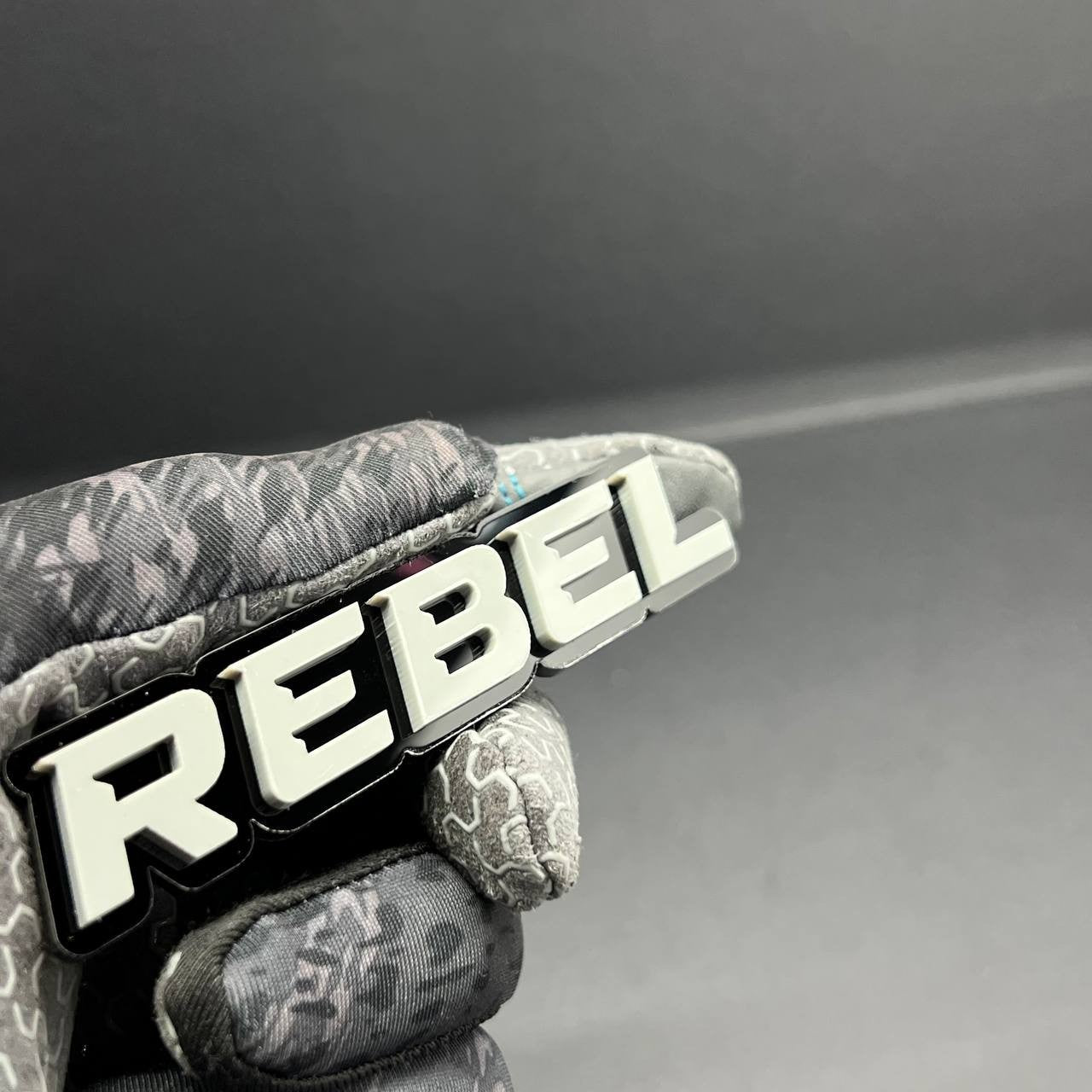 1PC REBEL Emblem Grey – 3D Acrylic Tailgate Badge Decal for Car, Truck, SUV