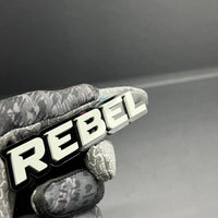 1PC REBEL Emblem Grey – 3D Acrylic Tailgate Badge Decal for Car, Truck, SUV