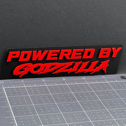 1PC POWERED BY GODZILLA Emblem – 3D Exterior Badge Decal for Trunk Fender Door