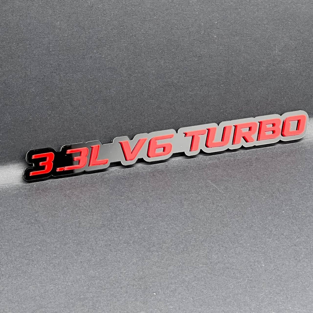 2PCS 3.3L V6 TURBO Emblems – Multicolor 3D Side Fender Badges for Cars & Trucks
