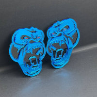2PCS Gorilla Mirror blue Emblem Badges – Angry Fender Decals for Car/Truck