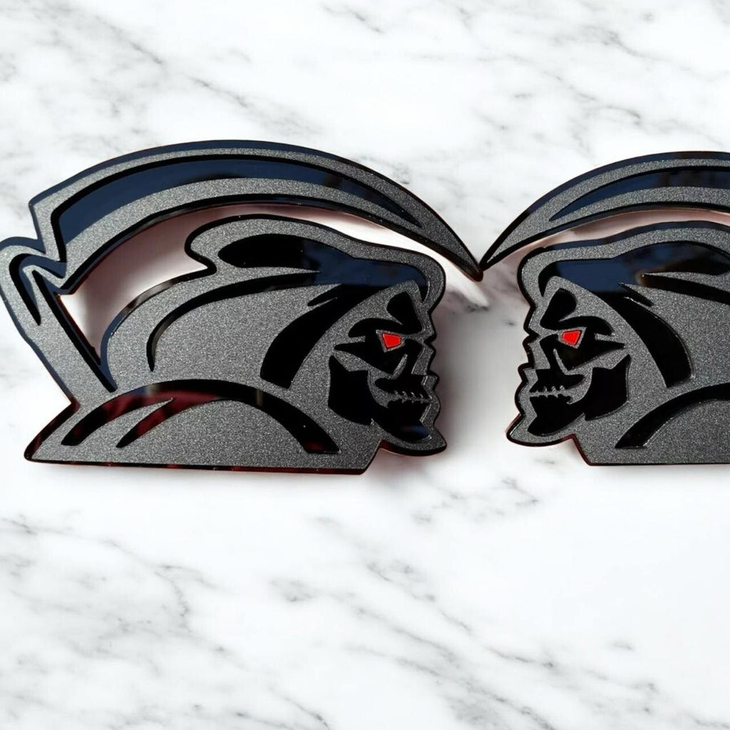 Red Eye Reaper Emblem Badge Set Matte Black Custom New