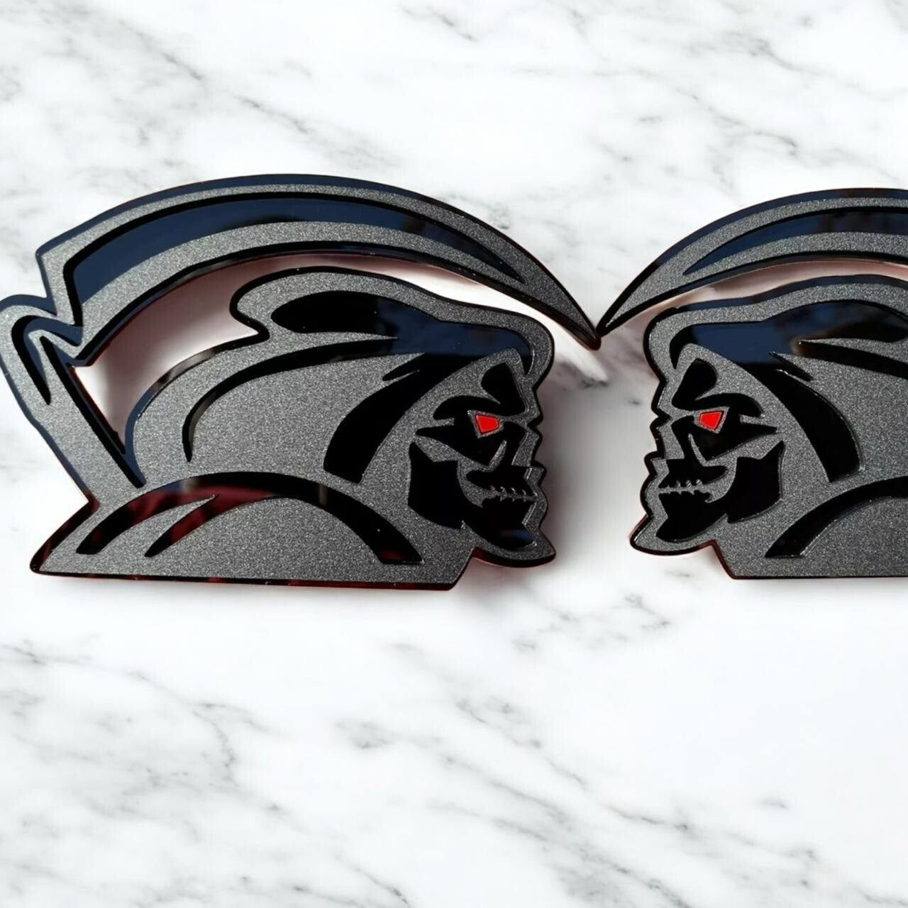 Red Eye Reaper Emblem Badge Set Matte Black Custom New
