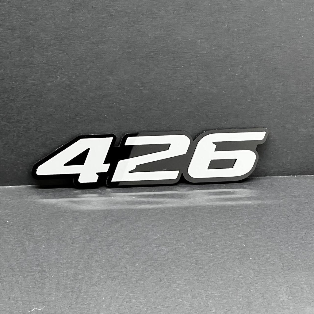 2x White black 426 Hemi Emblems 426 Side Fender Badge 3D for 426 Emblem
