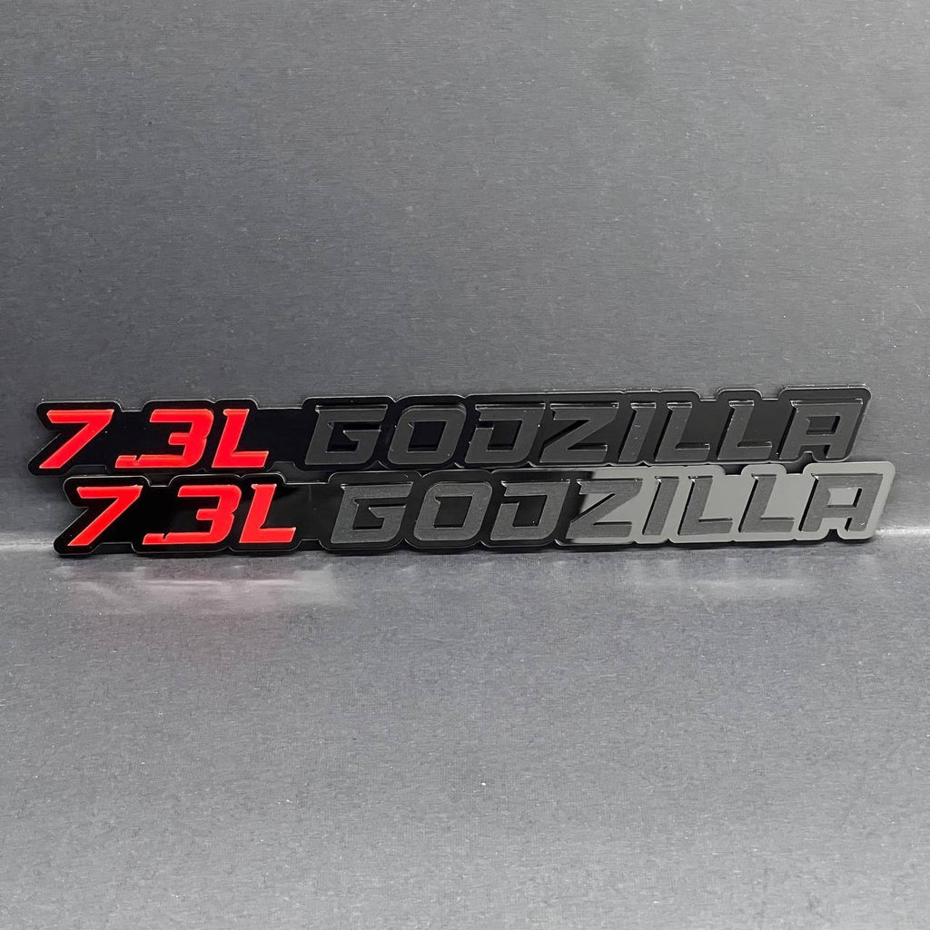 2PCS 7.3L GODZILLA Emblems – 3D Fender Badges for Ford Engine Truck SUV