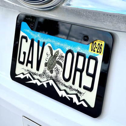 MOUNTAINS COLOR CHOICE LICENSE PLATE FRAME-HIKING-MOUNTAINS-CAMPING
