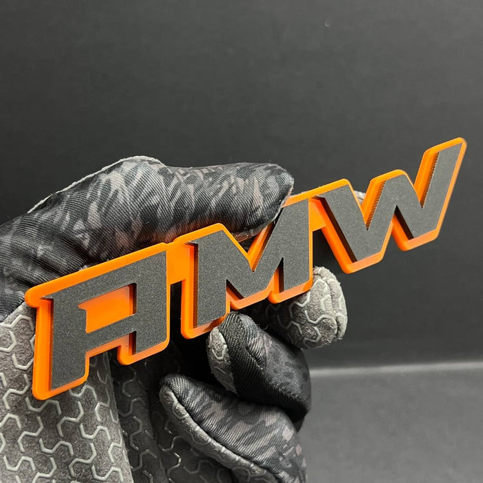 1PC AMW Logo Emblem – 3D Acrylic Multicolor Badge for Car, Truck, or SUV