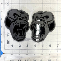2PCS Gorilla Emblems – Durable Angry 3D Acrylic Fender Badges for Vehicles