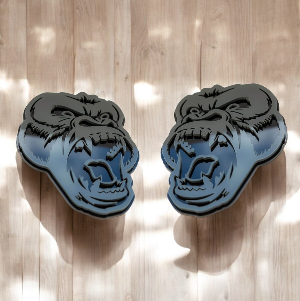 Gorilla Emblem Badges Car Truck (2 BADGES) Fender Angry Agressive