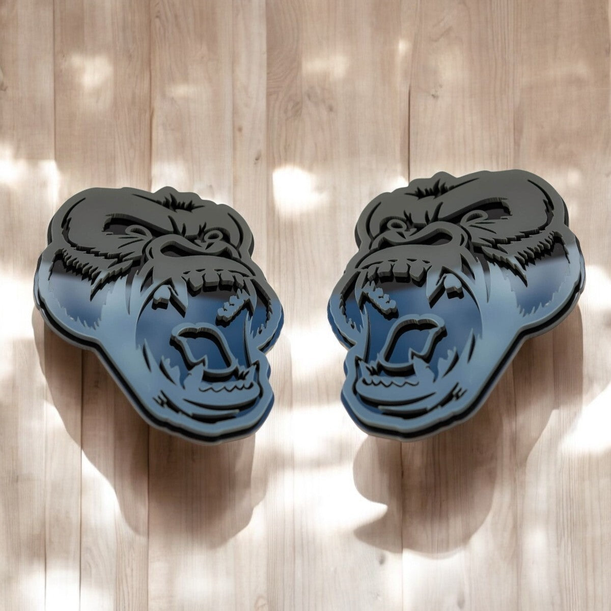 Gorilla Emblem Badges Car Truck (2 BADGES) Fender Angry Agressive