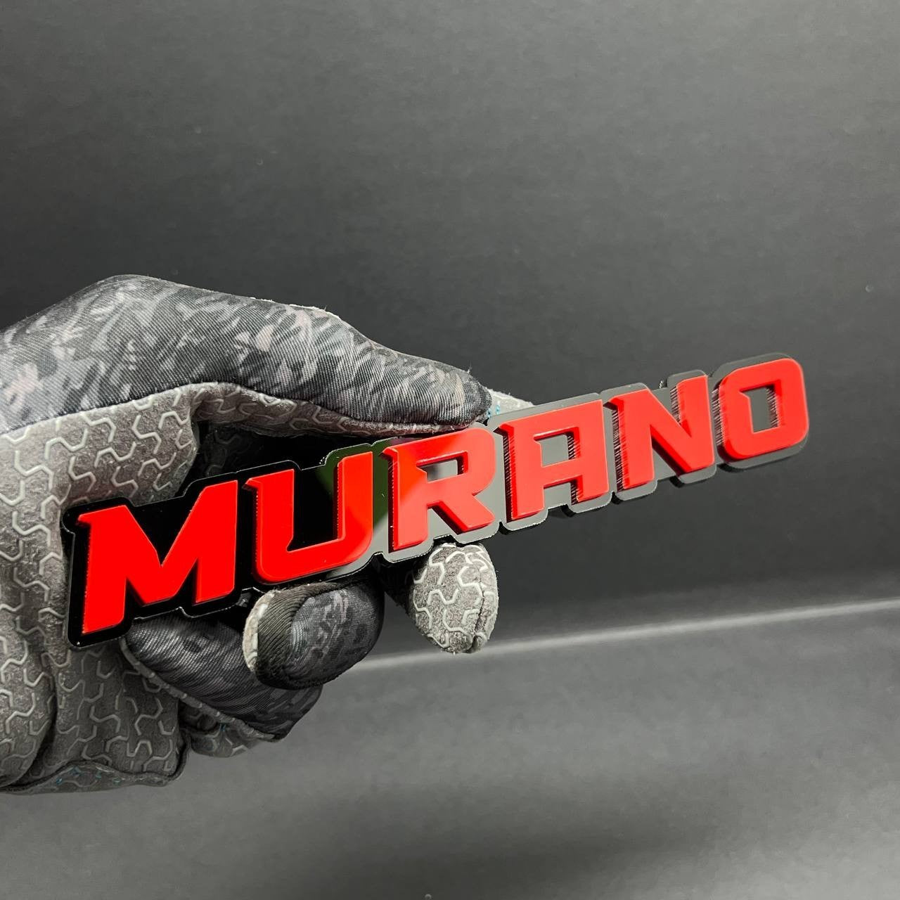 1PC MURANO Emblem – Red on Black 3D Acrylic Fender or Tailgate Badge for Car