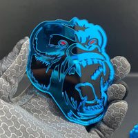2PCS Gorilla Mirror blue Emblem Badges – Angry Fender Decals for Car/Truck