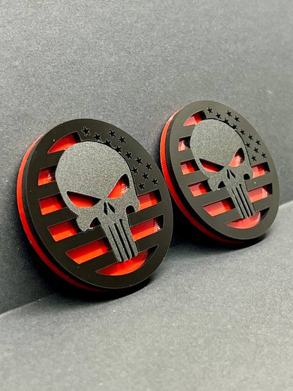 2PCS 18-24 WRANGLER GLADIATOR JL PUNISHER FENDER EMBLEM BADGE FENDER