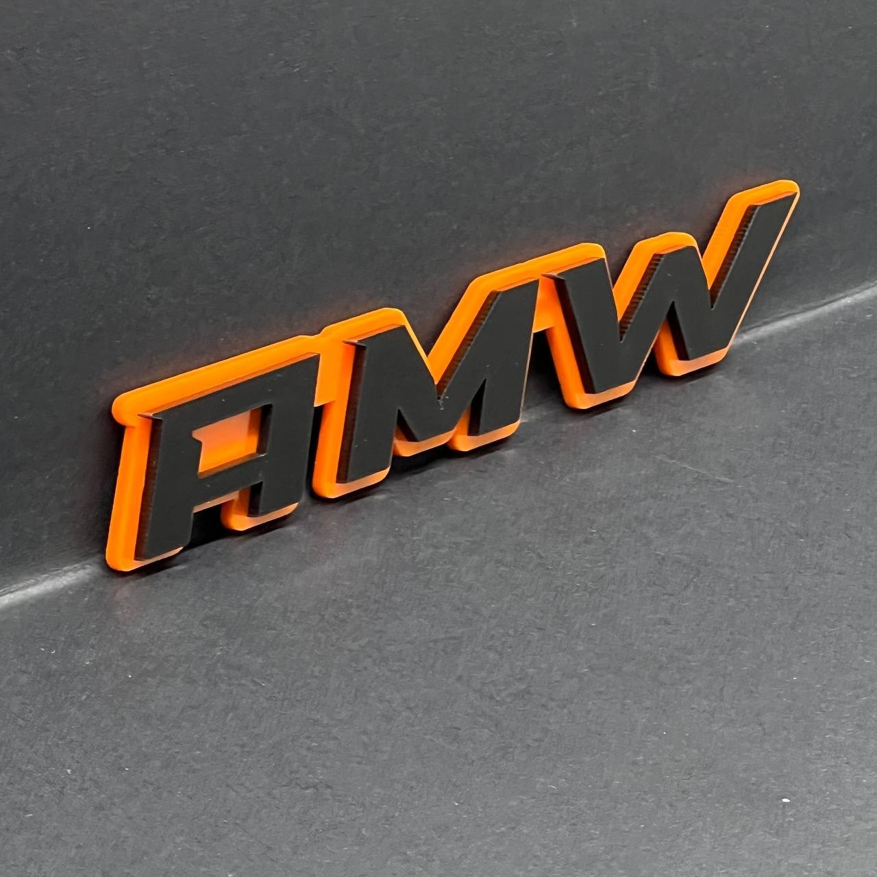 1PC AMW Logo Emblem – 3D Acrylic Multicolor Badge for Car, Truck, or SUV