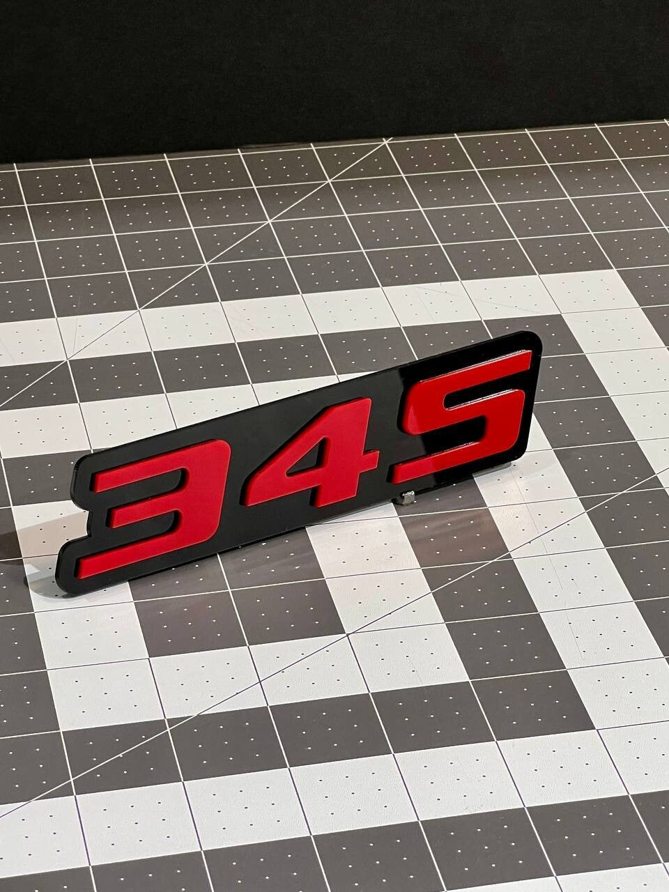 2PCS Red Black 345 Hemi Emblems 345 Side Fender Badge 3D for 345 Emblem