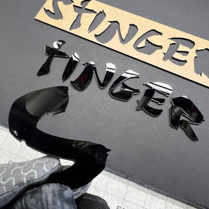 1pcs KIA STINGER Black 3D Emblem Badge – Acrylic Car Fender & Trunk Decal