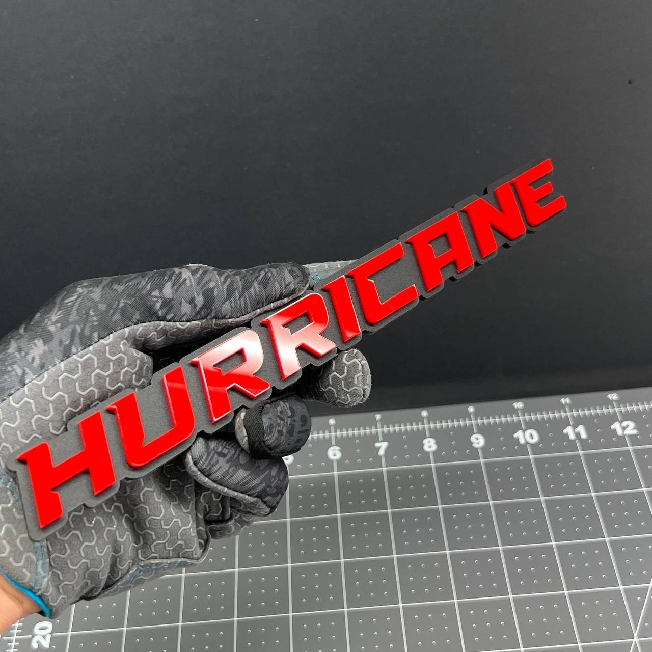 1PC HURRICANE 3D Red Black Matte Acrylic Emblem Badge for Car SUV Truck