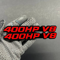 2PCS 400HP V8 Emblems – 3D Acrylic Engine Fender Badges 400HP V8 Pair Decals
