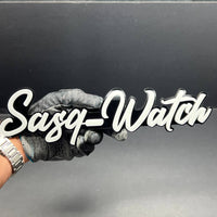 1PCS SASQ-WATCH Emblem – Custom 3D Multicolor Acrylic Car Exterior Badge