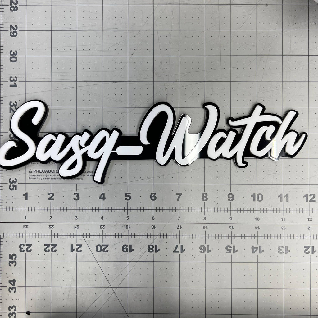 1PCS SASQ-WATCH Emblem – Custom 3D Multicolor Acrylic Car Exterior Badge