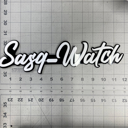 1PCS SASQ-WATCH Emblem – Custom 3D Multicolor Acrylic Car Exterior Badge