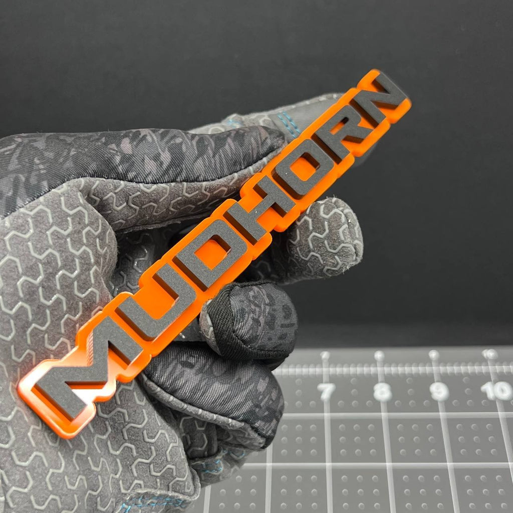 1PC MUDHORN Emblem – 3D Acrylic Tailgate Badge Decal for Car, Truck, SUV