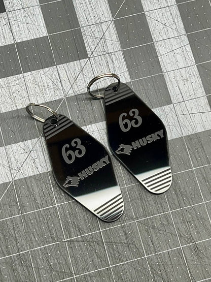 Personalized Black hotel key tag Keychain with your logo and room number