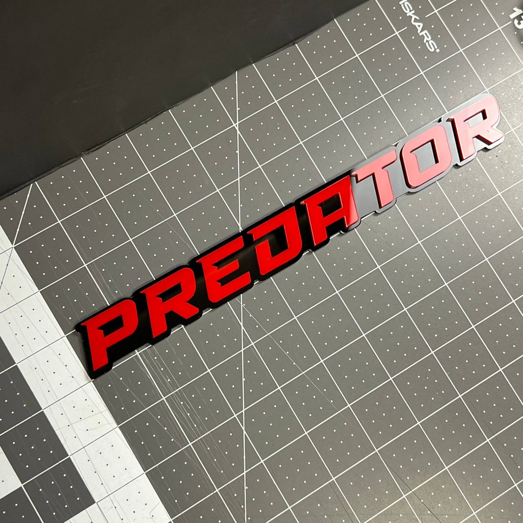1PCS PREDATOR Emblem – Custom 3D Multicolor Acrylic Car Exterior Badge