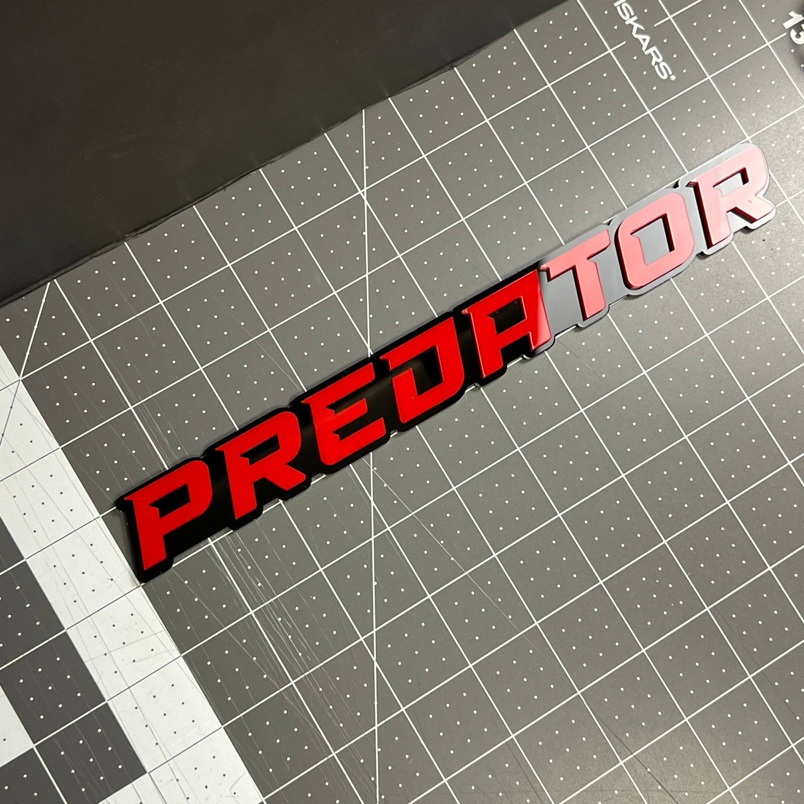 1PCS PREDATOR Emblem – Custom 3D Multicolor Acrylic Car Exterior Badge