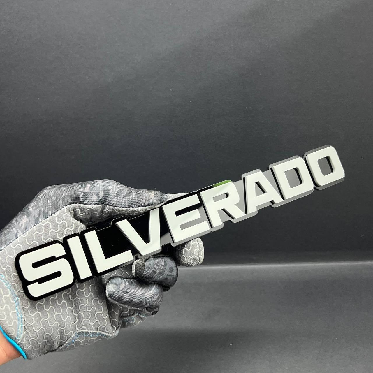 2PCS Gray SILVERADO EMBLEM BADGE FOR SILVERADO
