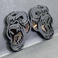 2PCS Gorilla Emblems – Durable Angry 3D Acrylic Fender Badges for Vehicles