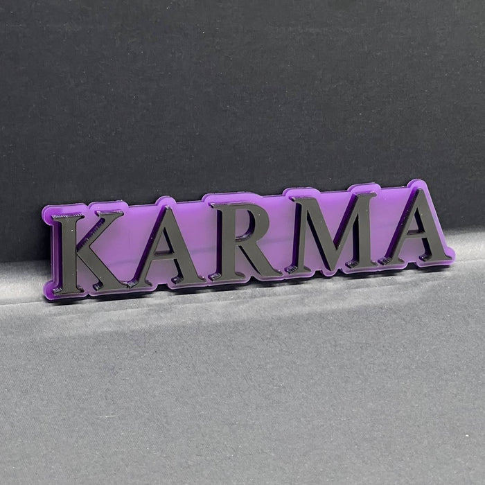 1PC KARMA Emblem – Acrylic Tailgate or Fender Badge for Car, SUV, Truck